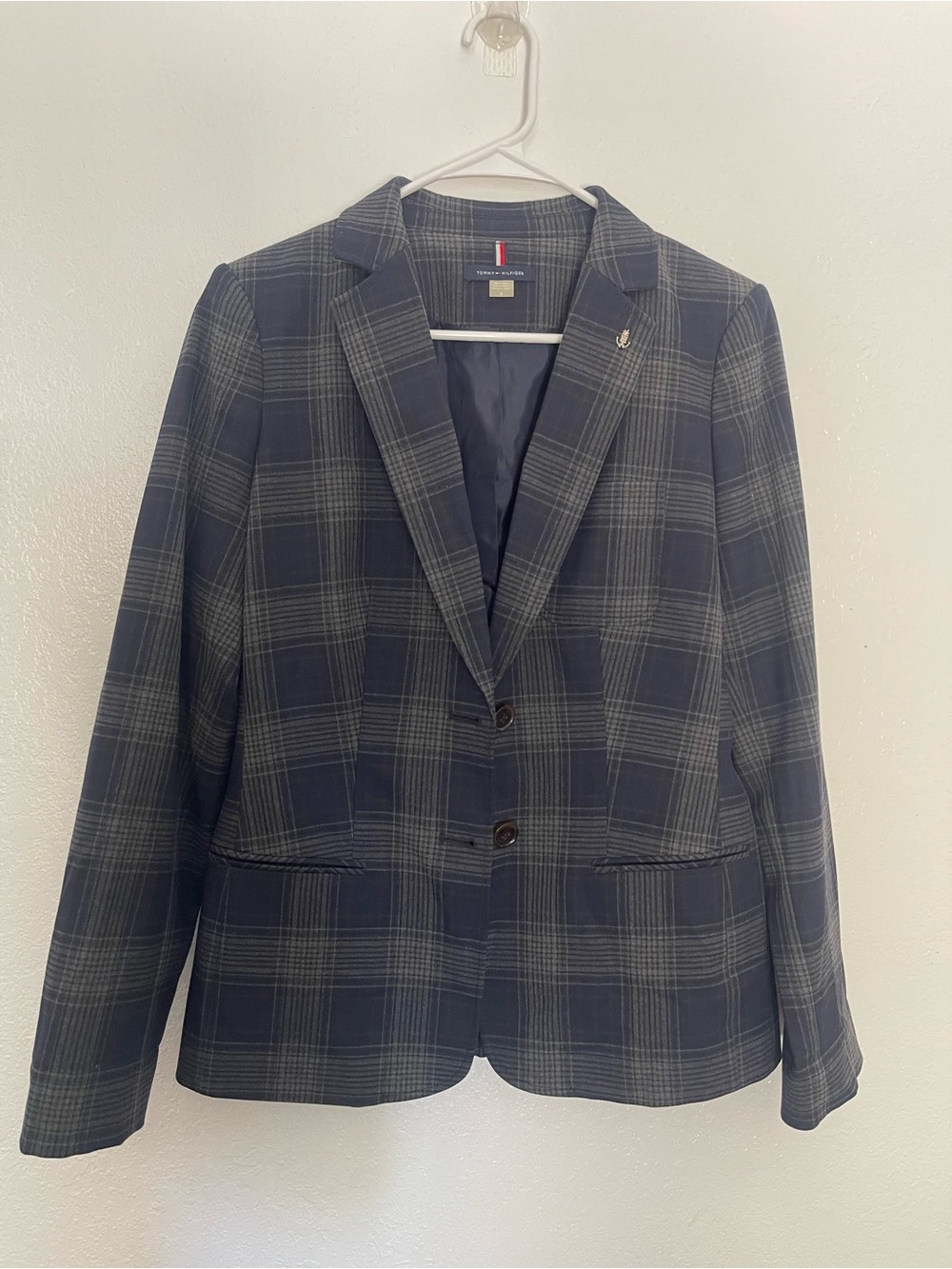 Tommy Hilfiger Plaid Blazer Jacket with Suede Elbow patches